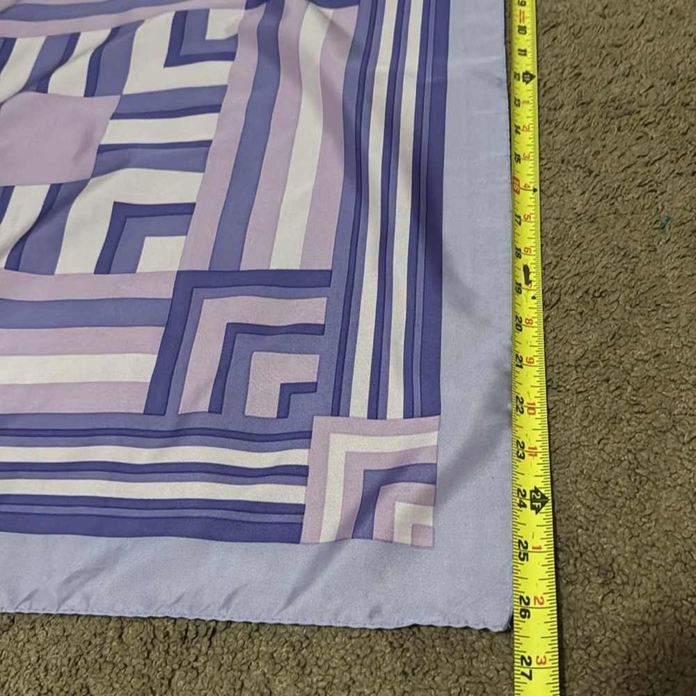 EUC Vintage MCM Geo Print Scarf-Square-Purple Shades-Polyester - Picture 13 of 14